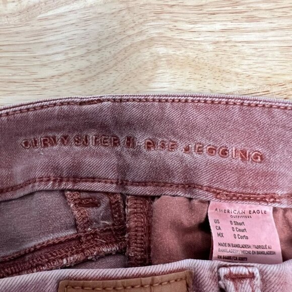 American Eagle Womens Curvy Jeggings High Rise Rose Size 0 Short Buckle - Picture 9 of 10